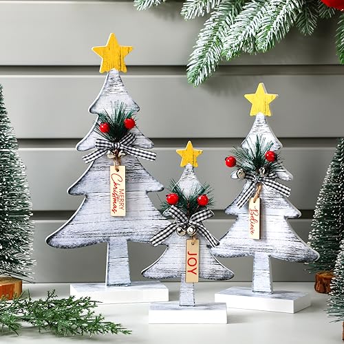 Barydat-3-Pcs-Wooden-Christmas-Trees-Tabletop-Decoration-3-Sizes-Rustic-Farmhouse-Wood-Table-Christmas-Tree-Christmas-Centerpieces-with-Buffalo-Plaid-Bow-for-Home-Tiered-Tray-Xmas-Holiday-Party-Decors Barydat 3 Pcs Wooden Christmas Trees Tabletop Decoration 3 Sizes Rustic Farmhouse Wood Table Christmas Tree Christmas Centerpieces with Buffalo Plaid Bow for Home Tiered Tray Xmas Holiday Party Decors