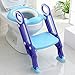 DiLiBee Töpfchentrainer Kinder-Töpfchen Toilettensitz Trainer Sitz mit Leiter/Treppe,Rutschfest stabil klappbar und höhenverstellbar für Kinder Toiletten Training (Blau+Lila)