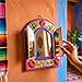 Casa Fiesta Designs Embossed Tin Mirror Mexican Folk Art Wall Decor Handmade - with Stand 10.5