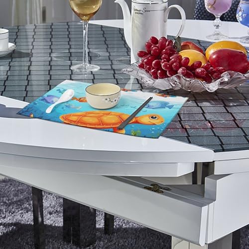 Sets de table anti-tache en toile protège table poisson tortue
