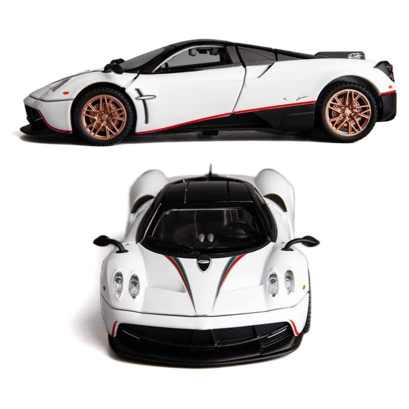 Image of Kids Model 1:24 Hayura Die Cast Metal Car Pull Back Action Opening Doors with Realistic Engine Sound Lights Toy Car Gift for Boys - White