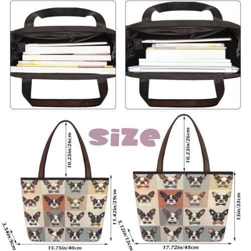 Large Tote Bag For Women Dog Funny Cute Work Cloth Bags With Zipper Reusable Grocery Hand Bags Casual Travel Overnight Tote Purses Fit Travel,Work, Vacation,Beach, Shopping, Gym,Gifts2