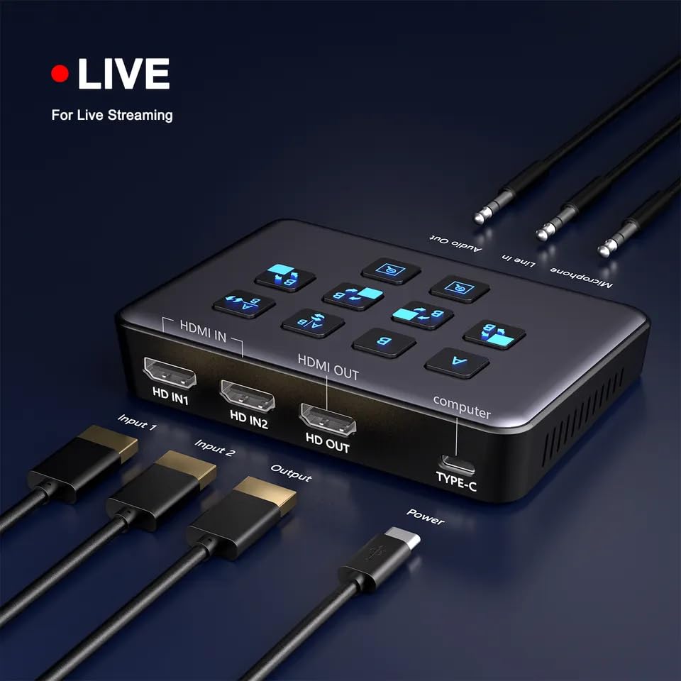 VIDEOCAST 2 Channel HDMI to USB 3.0 Video Capture Card Device with Loop Out Mixer for Live Streaming - Image 3
