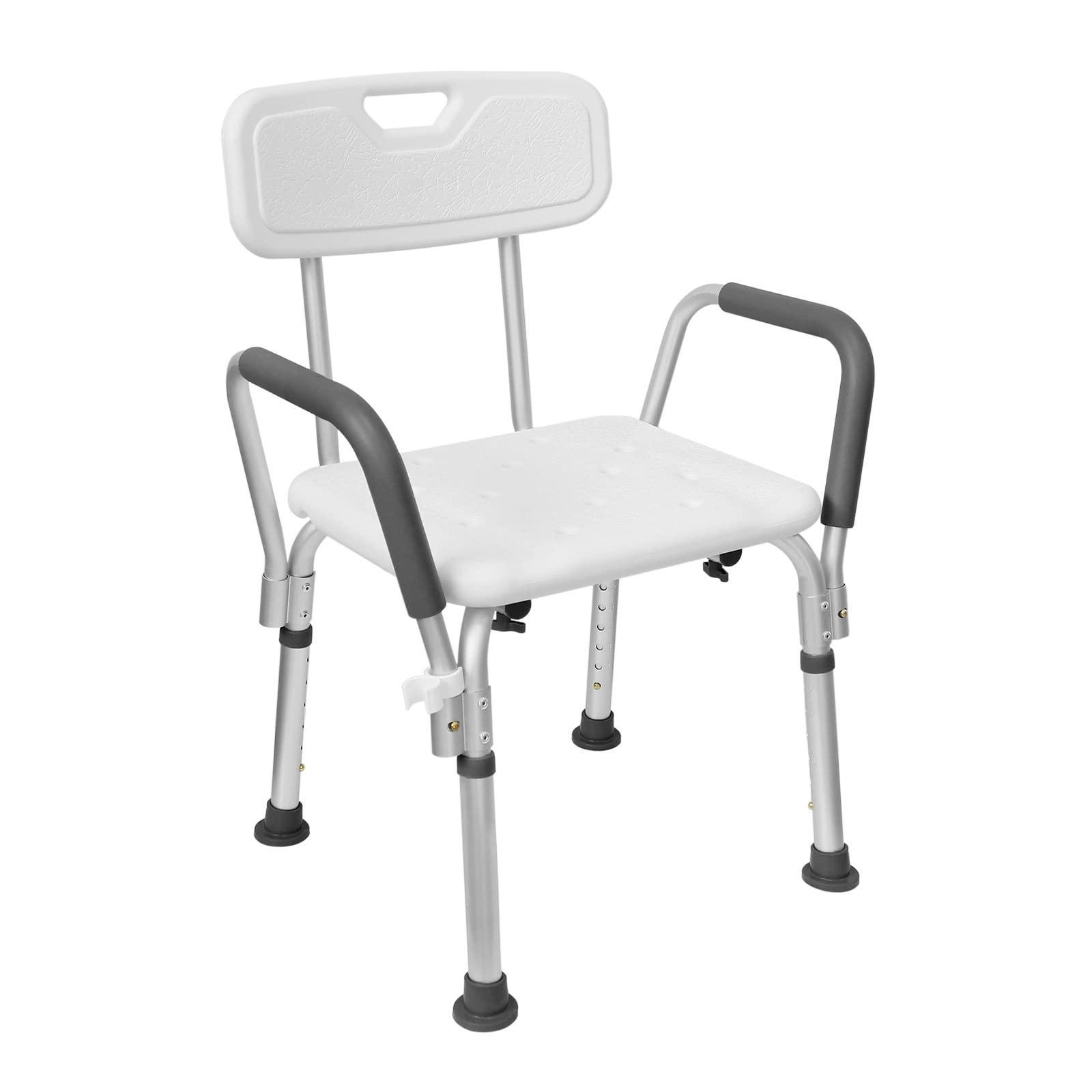 YRHome Taboret pod prysznic, krzesło prysznicowe, z regulacją wysokości, taboret do kąpieli, krzesło prysznicowe, krzesło antypoślizgowe, z podłokietnikami i oparciem, krzesło łazienkowe, 5 stopni, 37,5 - 50,5 cm, dla dzieci, w wieku, dla kobiet w ciąży