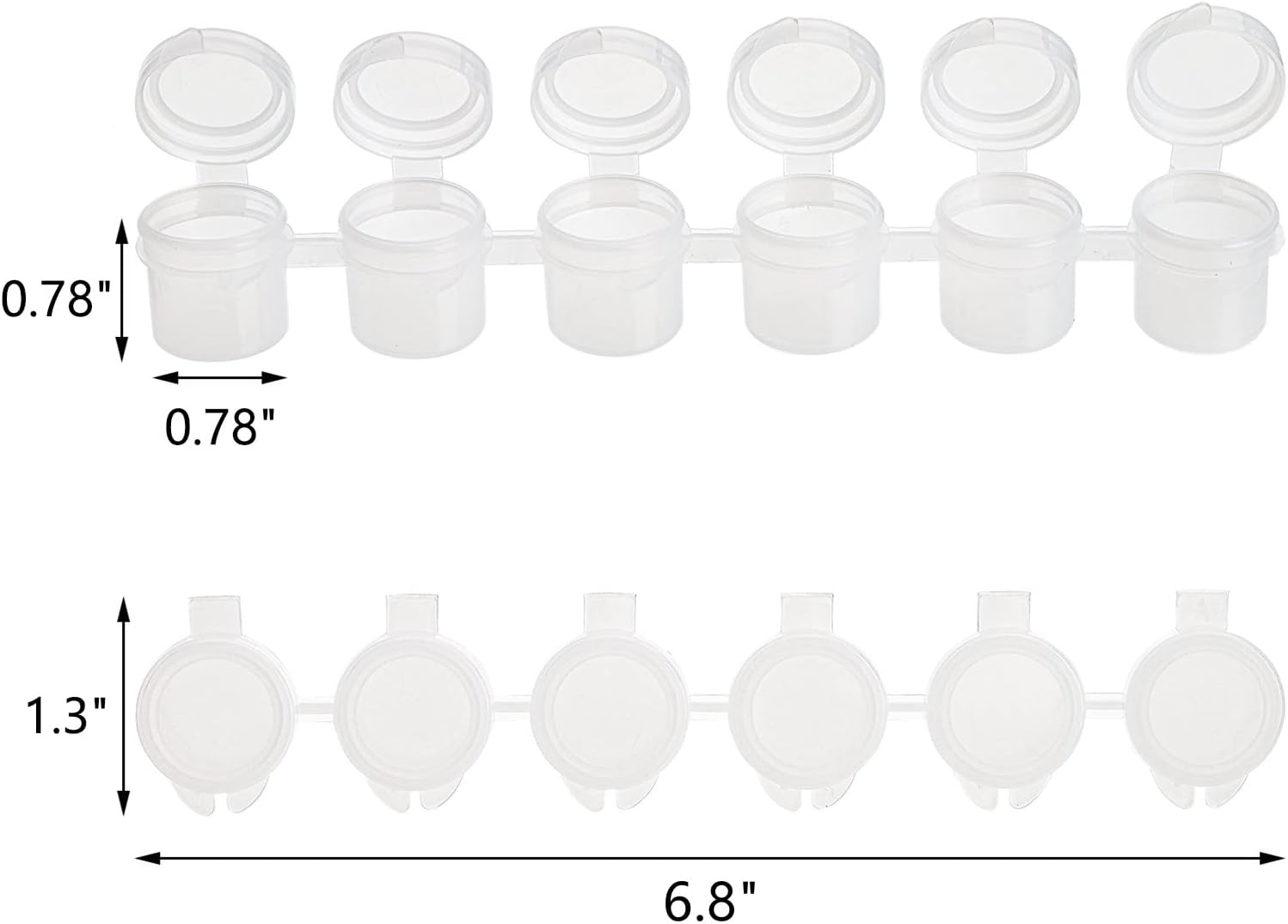 ZEAYEA 100 Strips 600 Pots Empty Paint Pots, Mini Paint Storage Cup with Lids, 5ml/ 0.17 oz Plastic Paint Container for Classrooms School Arts Crafts Paint Supplies - Image 2