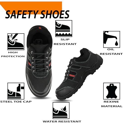 Image of ELECANT Lace-up Steel Toe Safety Shoes for Factory and Industrial Work for Men