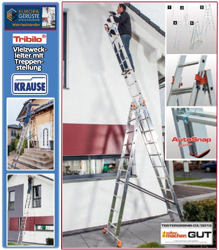 Preisvergleich Produktbild Krause Tribilo 3x10 Sprossen Vielzweck- Mehrzweckleiter mit Treppenfunktion