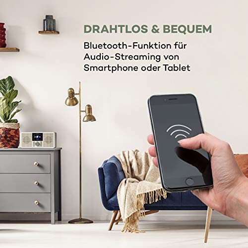 auna IR-260 Internetradio - WLAN Radio mit DAB+ & UKW Tuner, Webradio mit Stereo-Lautsprecher, 2,8" HCC Display, Spotify Connect, BT, USB, UPnP, DLNA, unterstützte Dateiformate: WMA, MP3, weiß – Bild 4
