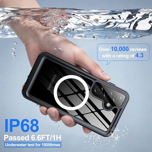 Image of ANTSHARE IP68 Waterproof Case for Samsung Galaxy S25 [2025] - MagSafe Compatible, Built-in Screen /Lens Protector - Shockproof Full Body Protection for Swimming /Outdoor, Black /Clear