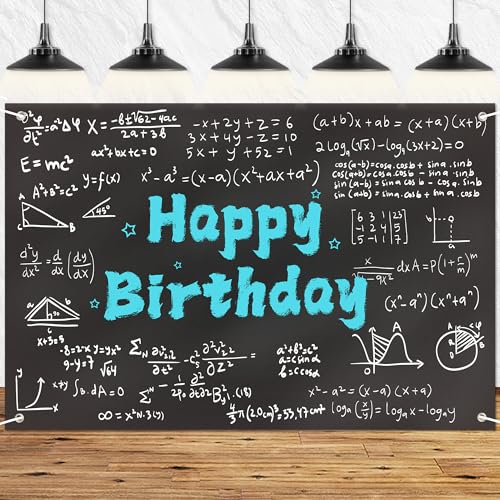 Science Birthday Backdrop Banner Math Geometry Blackboard Theme Background Decor for Kids Boys Girls Birthday Party Decorations Supplies 72x43in