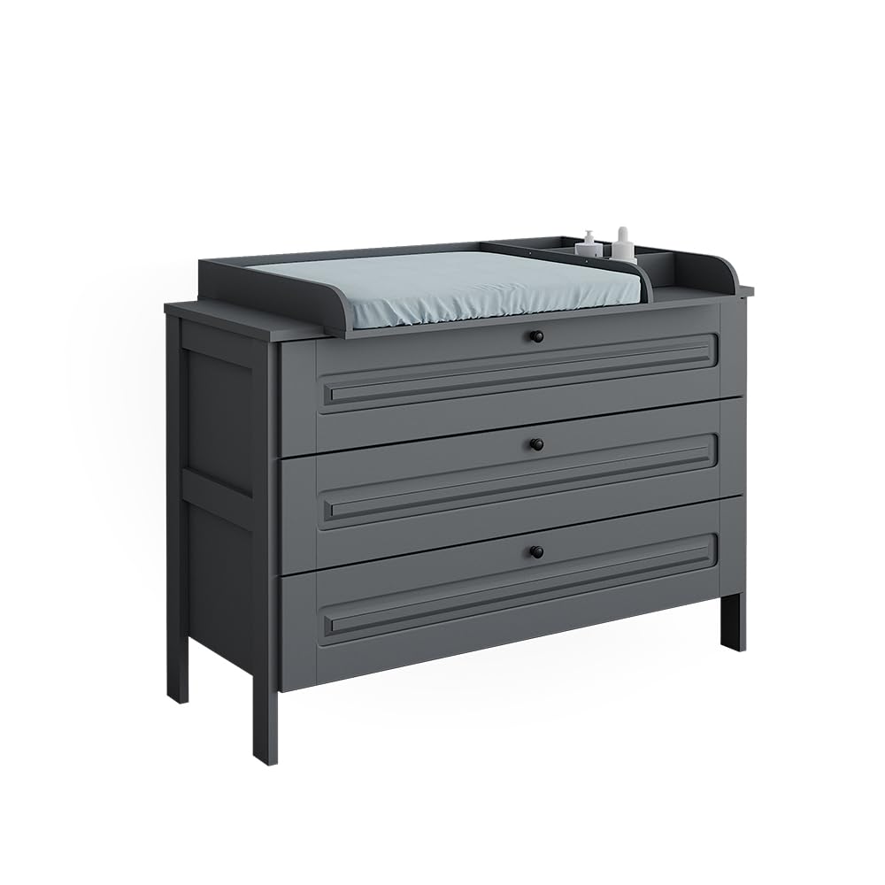 Vitalispa przewijak "Ajaton", Szary, 133 x 98.4 cm | z 3 szufladami, convient aux matelas à langer standards jusqu'à 85 cm