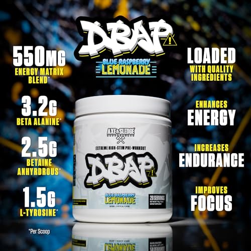 Image of DBAP Extreme High Stim Pre-Workout Powder | 400mg Caffeine | Beta Alanine, Betaine Anhydrous, Electrolytes & Focus | High Stimulant Pre Workout Supplement | 20 Servings,Blue Raspberry Lemonade