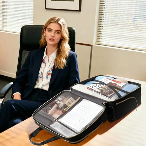 Image of Arcoyard Rolling Laptop Bag, Large Rolling Briefcase for Women with Waterproof Pocket, 17.3 Inch Computer Bag Laptop Case with Wheels, Roller Work Bag for Office Travel Business Teacher, Beige Brown