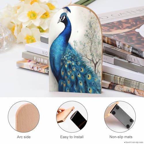 Sujetalibros de pavo real azul antideslizante para evitar caídas de libros 5
