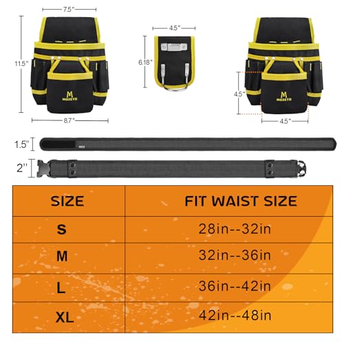 MOZETO Tool Belt 26 Pockets, Quick Release Construction Tool Belt with EDC Inner Belt for Electrician Carpenter, Adjusts from 30 to 50 Inches (36"-42") - Image 2