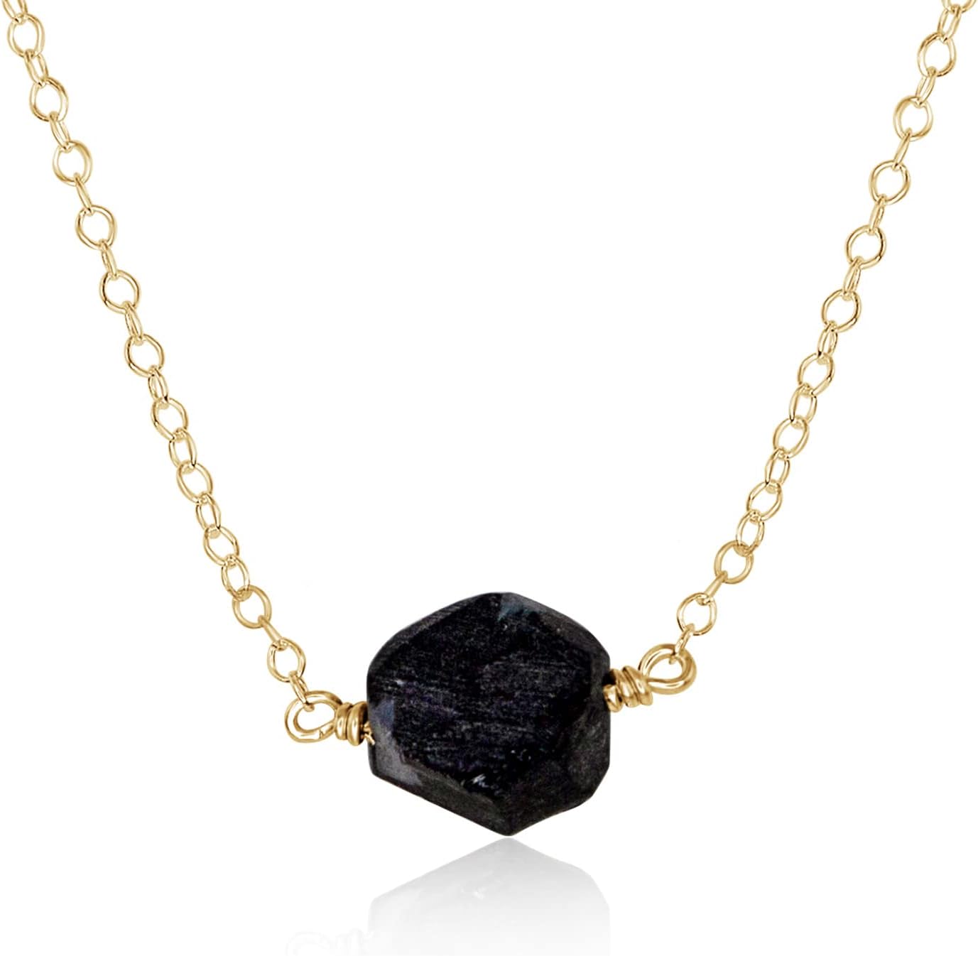 Luna Tide Obsidian Raw Nugget Necklace in 14k Gold Fill