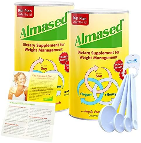 AlmasedMulti Protein Powder Meal Replacement Shake for Weight Management 17.6 oz (2 Pack) Bundle with a Almased Measuring Spoon
