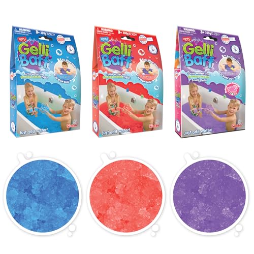 3 x Gelli Baff Bundle from Zimpli Kids Blue Red & Green Turn water into colourful goo! Childrens Sensory & Bath Toy