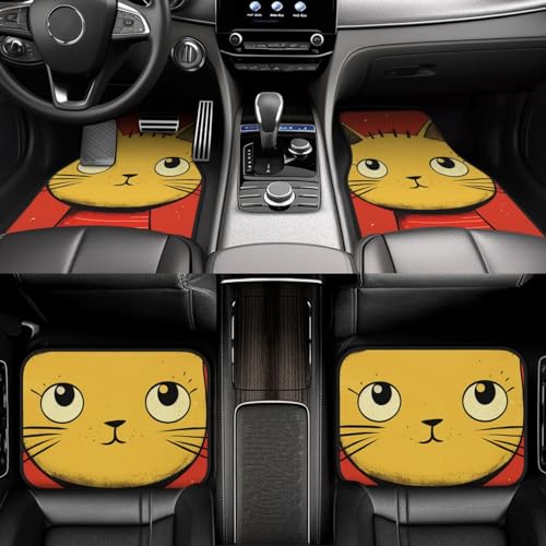 Tapis de sol voiture universels 4 pièces motif chat mignon pour SUV