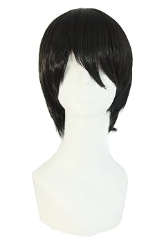 MapofBeauty Fashion Mens Side Bnags Short Straight Synthetic Wig Black