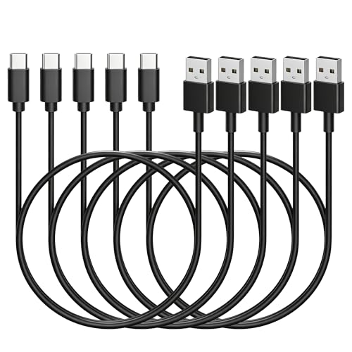 USB Type C ケーブル 1m 5本セット LpoieJun 【3A急速充電 / USB 2.0データ転送 / 映像出力非対応 】 高耐久TPE素材 USB-A to USB-C 充電コード スマートフォン/タブレット/ゲーム機のタイプｃ機種に対応 (ブラック)