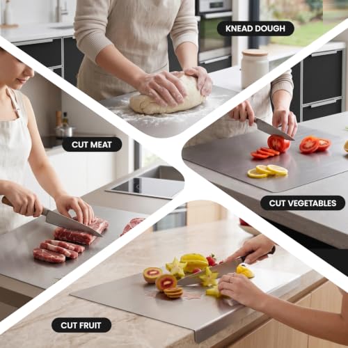 Tabla de cortar titanium para cocina, grande, apta para lavavajillas, fácil de limpiar, antideslizante y de bajo ruido (19.6"x15.3") miniatura 5