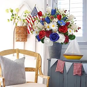 4pcspatrioticartificialflowersmixedbushredwhitebluerosetulipflowersmemorialdayflowerbouquetfor4thofjulyindependencedaygravehometabledecoration Urban Country Home Decor 4pcs patriotic artificial flowers mixed bush red white blue rose tulip flowers memorial day flower bouquet for 4th of july independence day grave home table decoration urban country home decor