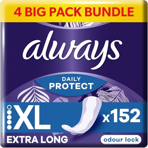 Always Daily Protect Extra Long Panty Liners 4 x 38 Liners Odour Lock Comfortable with Side Protection barriers