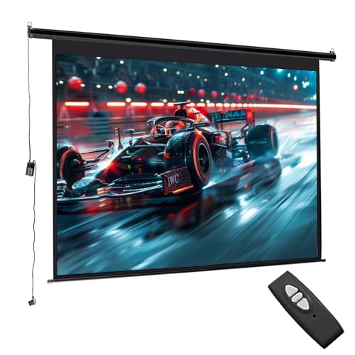 INMOZATA Motor Leinwand Beamer Elektrisch 265cm, Bild 238 x 177 cm(120 Zoll), Format 4:3, Fernbedienung, Deckenmontage & Wandmontage Projektor Leinwand für Heimkino Büro Schule Präsentationen-Schwarz