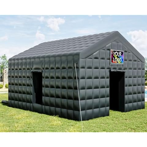 Albott 20x16.5x14 FT Large Black Inflatable Night Club Tent for Adults with 2 Side Doors, Inflatable Nightclub with Logo Area Gazebo Event House for Wedding Birthday Backyard Party Cover