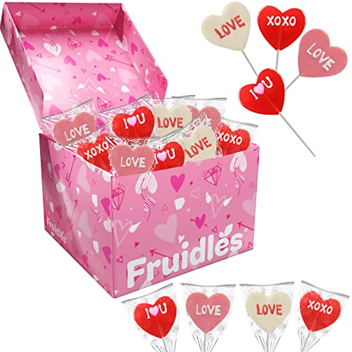 Valentine's Day Lollipop Sucker, Red Lips, Be Mine & Love You Heart Suckers, Individually Wrapped (24-Pack)