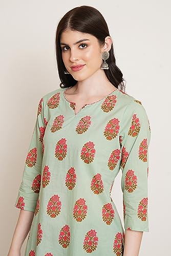 Image of Amazon Brand - Anarva Jaipuri Cotton Printed Short Kurti for Women