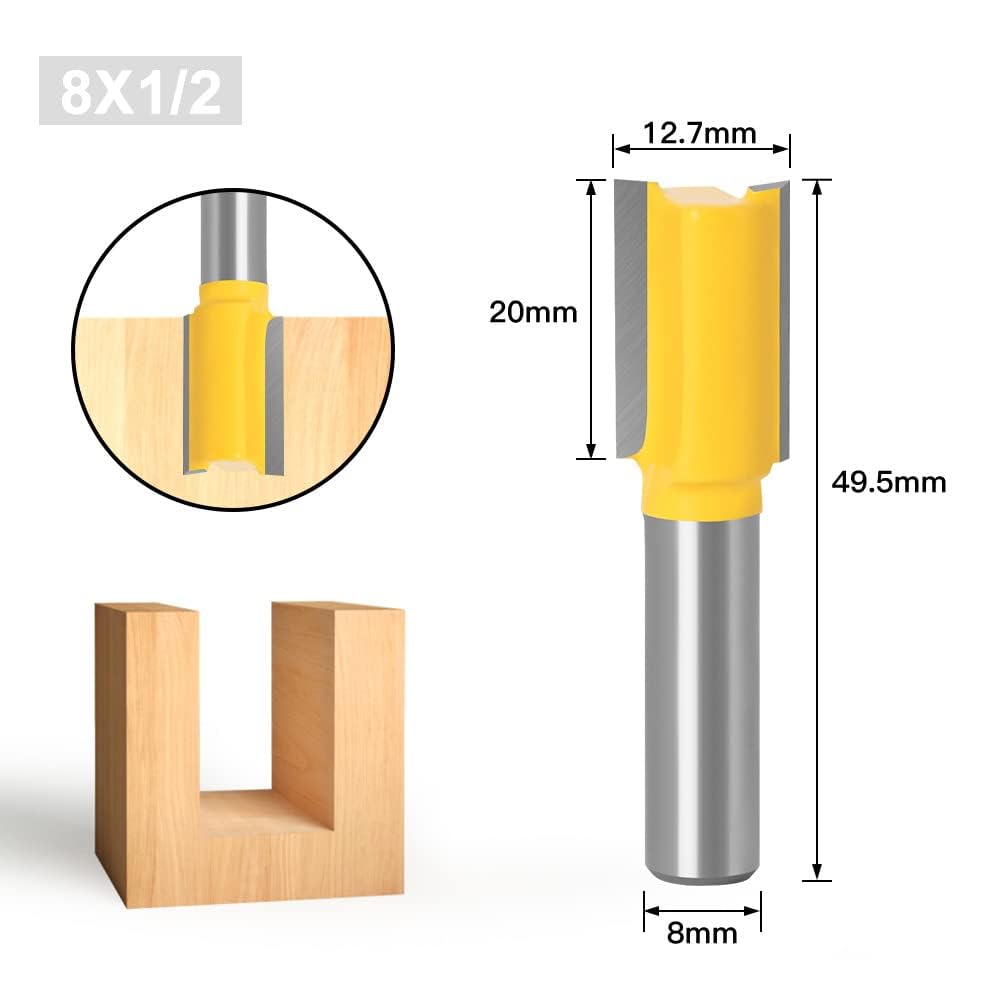 Silverline Küchenbau-Fräser Satz 4-tlg. Set 8mm und 12mm Schaft Oberfräser Holz