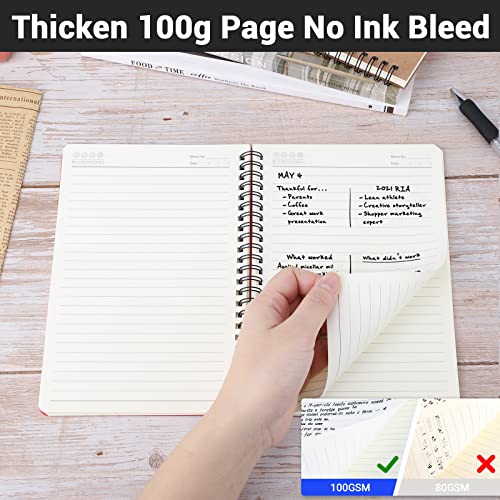 Eusoar Spiral Lined Notebook, A5 3Packs 5.5"X8.3" 120 Pages Lined Travel Writing Journal, Memo Notepad Sketchbook, Students College Office Business Subject Diary Ruled Spiral Book Journal-Red Cover #TOP2