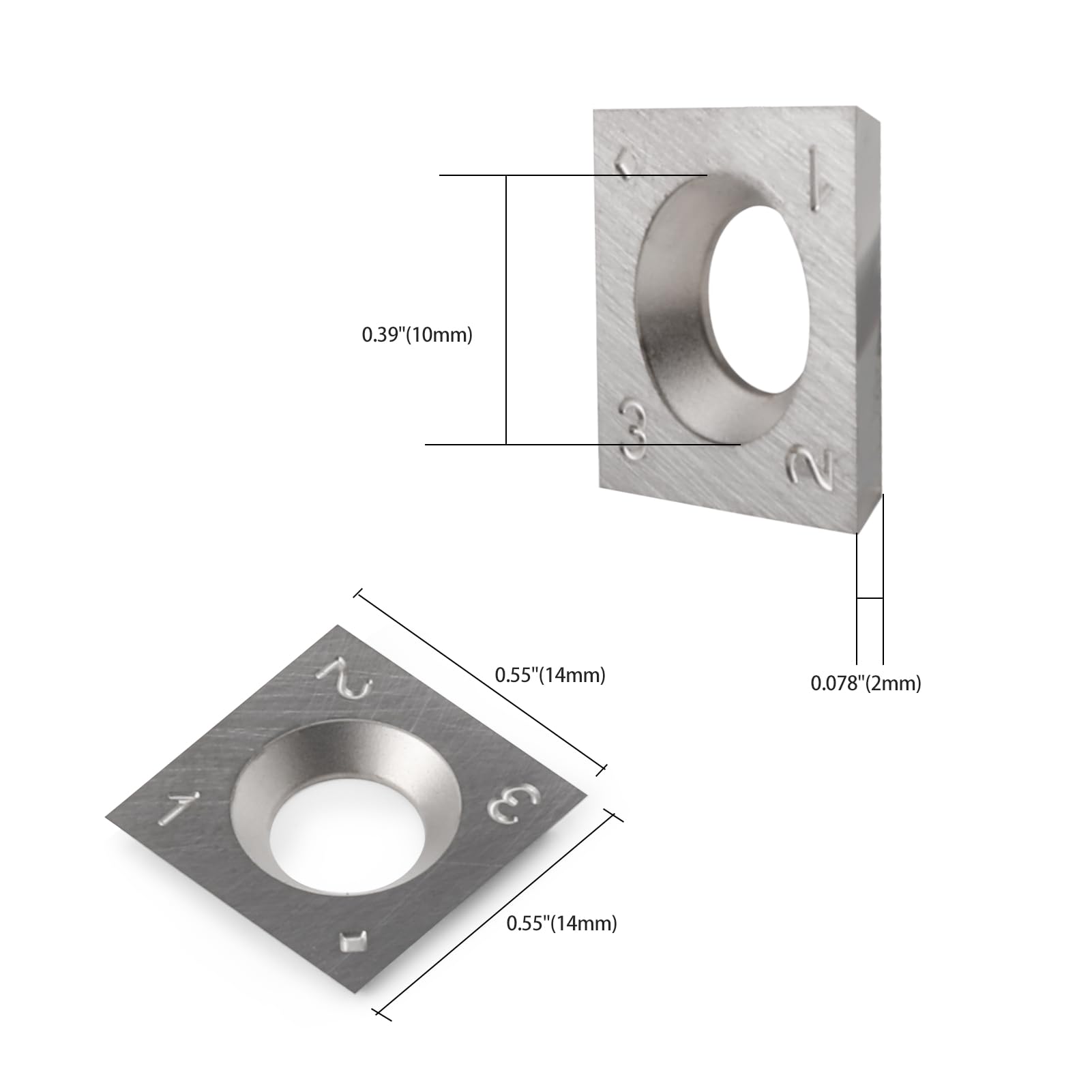 Wendeplatten Wendemesser 10 Stück Ersatzklingen(14x14X2mm, 30°) für Drehmeißel Planfräser Oberfräse, Vierkant Hartmetalleinsätze (HW) 4-seitig Wendeschneidplatten für Holz Drechselwerkzeug