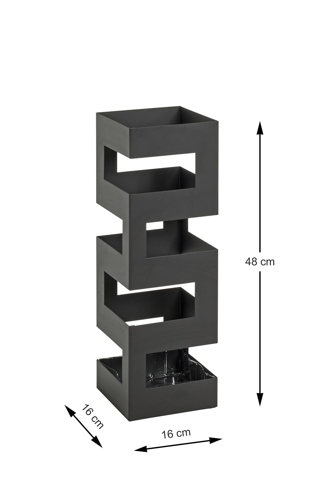 HAKU Portaombrelli Nero, Metallo - Dim. L 16 cm x A 48 cm x P 16 cm, Stile Moderno