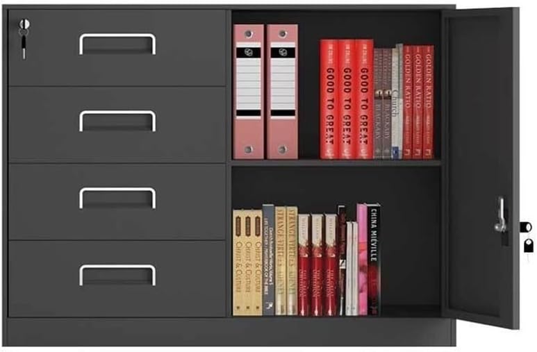 File Cabinets Low Cabinet File Office Finance Data Living Room Drawer Storage Organizer with Lock Small(Black)