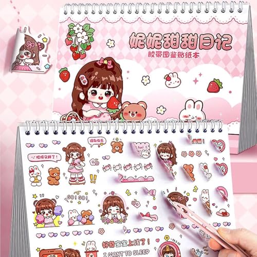 Kawaii Theme Princess Activity and Sticker Book,Scrapbook Cartoon Girls Stickers Set - Aesthetic Reward Stickers for Wall Art, Greeting Card, Laptop,...