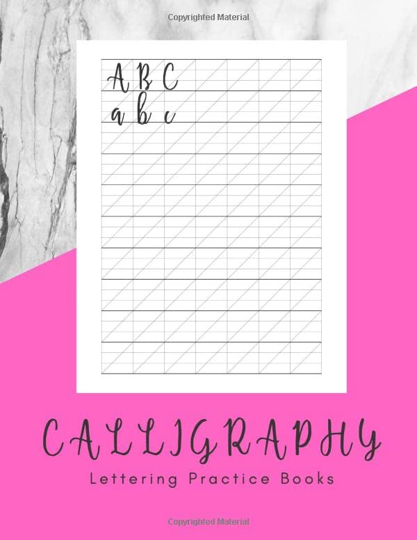Calligraphy Lettering Practice Books: 160 Sheets - Hand Lettering Writing Practice Pad Modern Calligraphy Workbook Pink White Marble