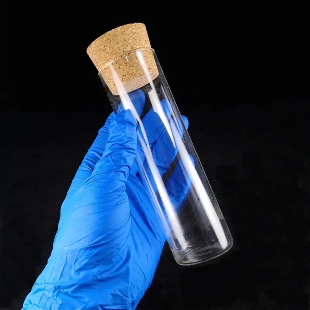 probówki laboratoryjne, Szklana probówka z korkiem, płaskie dno, 45 x 150 mm, 197 ml, do laboratorium