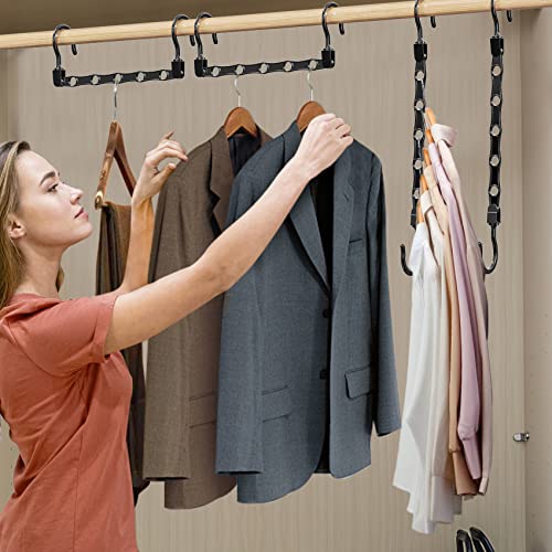 24 Pack Hangers Space Saving Magic Sturdy Closet Hangers Space Saver Closet Organizers And Storage Smart Plastic Clothes Hanger Organizer For Wardrobe Apartment College Dorm Room Essentials, Black #TOP5