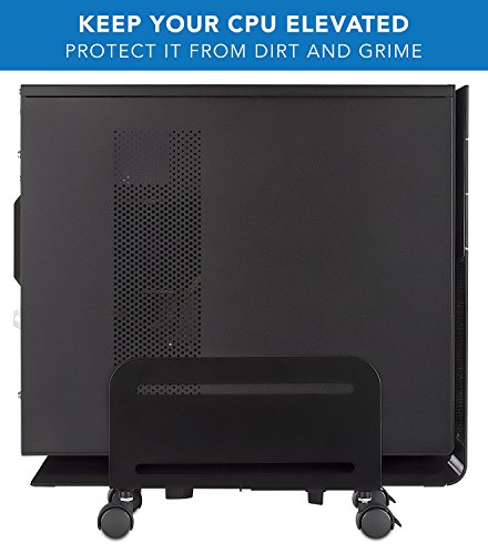 Mount-It! Rolling Cpu Stand With Wheels, Heavy Duty Desktop Computer Tower Cart With Ventilation And Adjustable Width From 4.87 To 8.5 Inches, Steel #TOP4