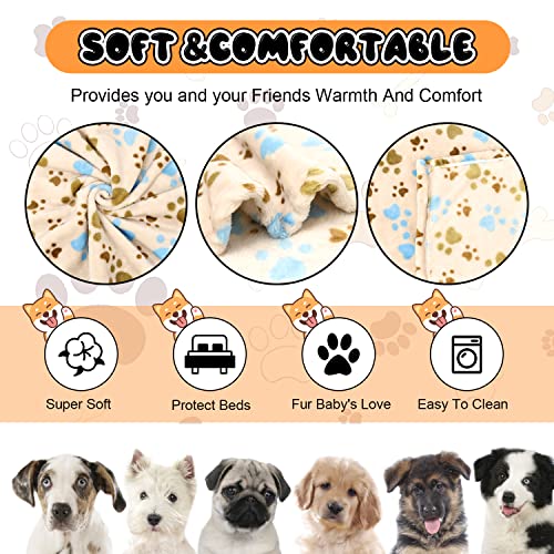 Image of 1 Pack 3 Blankets for Dogs Blankets for Large Dogs Large Dog Blanket Super Soft Fluffy Premium Fleece Pet Blanket Flannel Throw for Dog Puppy Cat Paw,Beige,Blanket(41x31 inch)