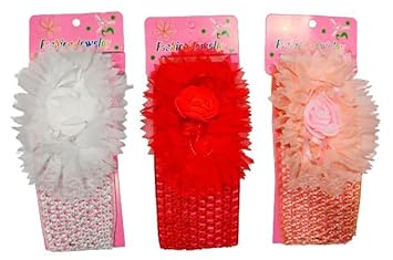 Santosh Enterprises premium Designer Soft Flower Bow hairband Headband Hair Accessories for Baby Girls (Set Of 4)