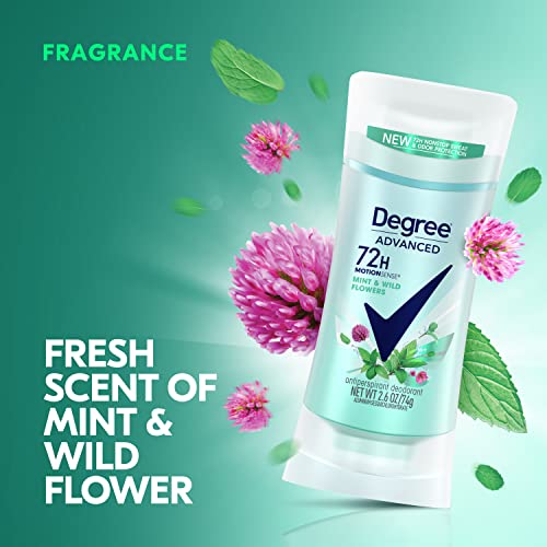 Degree Antiperspirant Deodorant 72-Hour Sweat And Odor Protection Mint And Wild Flower Antiperspirant For Women With Motionsense Technology 2.6 Oz 4 Count #TOP2
