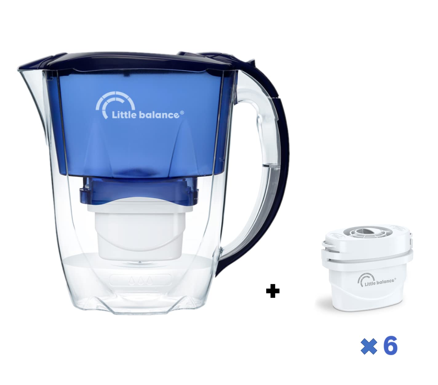 LITTLE BALANCE 8639 Carafe filtrante Océane + 6 cartouches filtrantes, Réduit microplastiques, chlore, calcaire et autres impuretés, 2,8 l, Débit ultra rapide rapide, Plastique sans BPA, Bleu