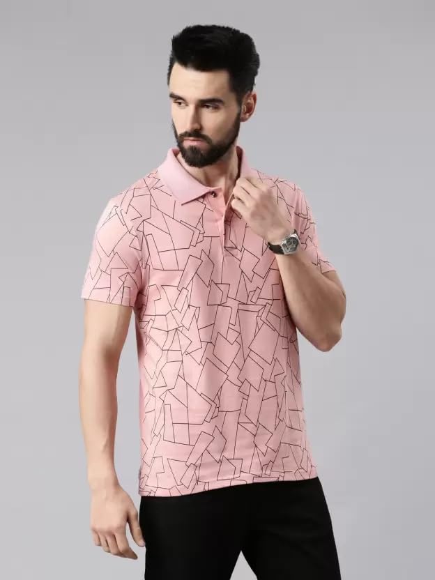 Image of KRYPTIC Men's Ultra-Soft Cotton Rich Casual Printed Half Sleeve Regular Fit Classic Polo T-Shirt - Soft, Cool & Stylish Everyday Wear