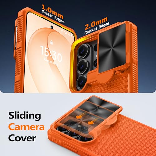 Image of Magnetic for Samsung Galaxy S26 Ultra Case,[Slide Camera Cover][Kickstand][Compatible with Magsafe][Military Grade Protection] Shockproof Rugged Case for Galaxy S26 Ultra,Orange