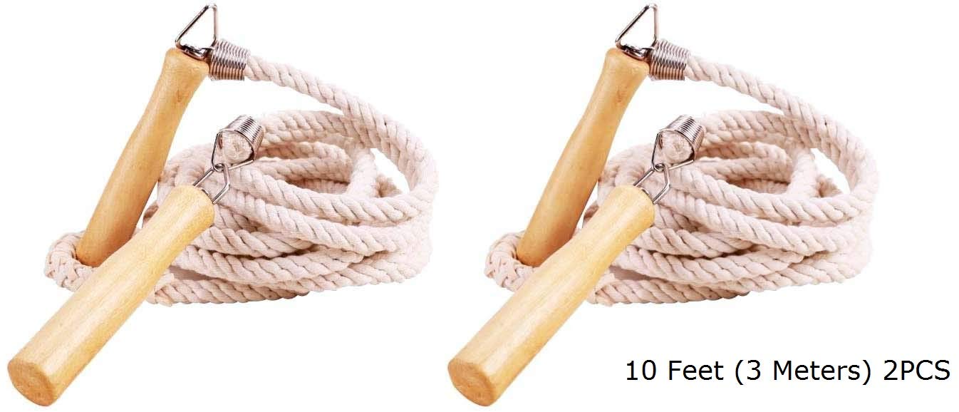 BRISON Jump Ropes Skipping Ropes 2PCS Length 10 Feet 3 Meters Each, Fitness Equipment Cotton Hemp Jump Ropes, Sports Ropes 2PCS 3 Meters