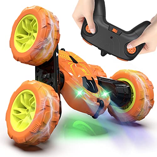 Image of Remote Control Car, Lotmey RC Cars with Double Sided 360 Flips, RC Stunt Car with USB Charging Without Removing The Battery, 4WD Off Road Remote Control Car for Boys 4-7,8-12